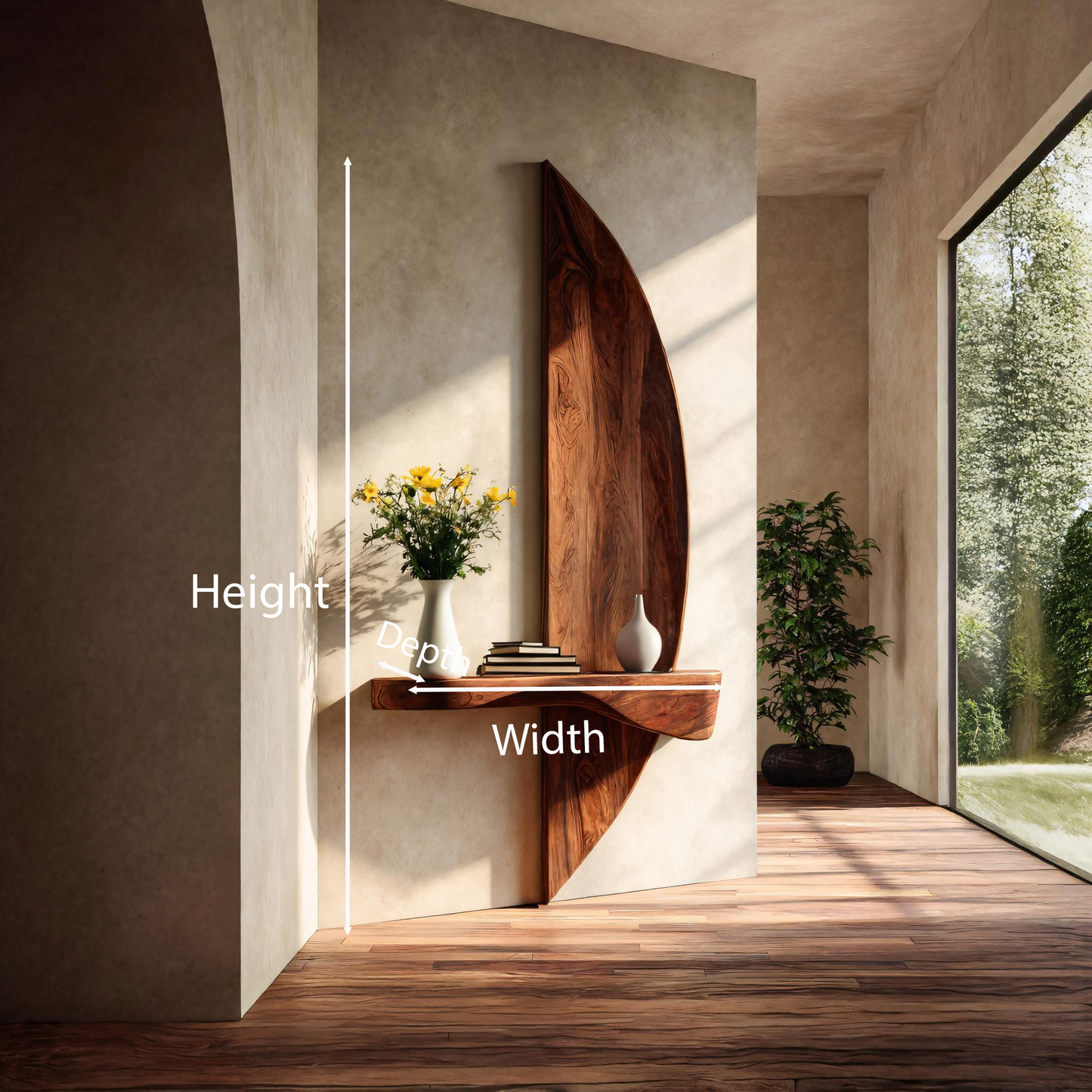 Contemporary Floating Shelf Sculptural For Entryway