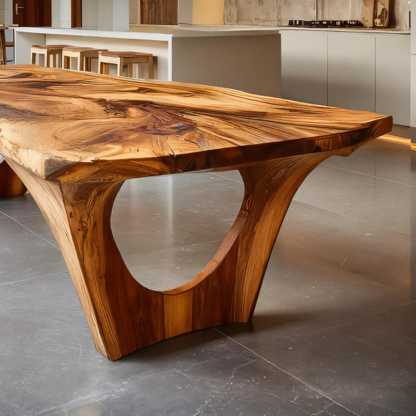 Handcrafted Dining Table With Natural Grain For Dining