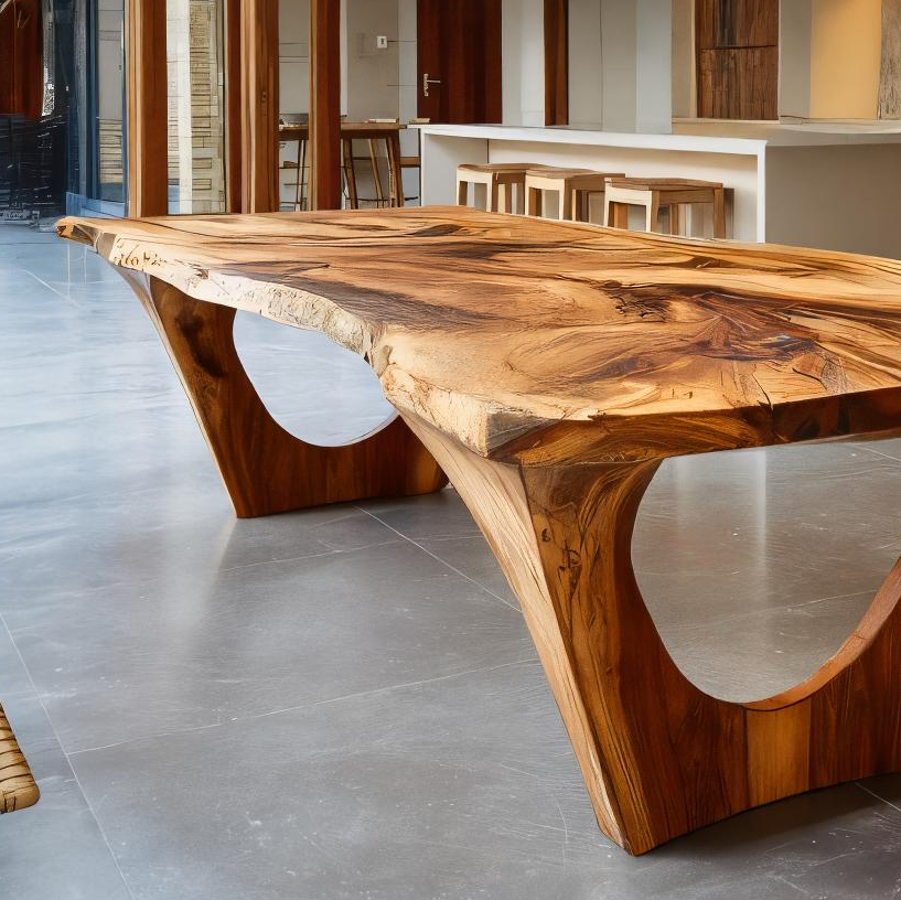 Handcrafted Dining Table With Natural Grain For Dining