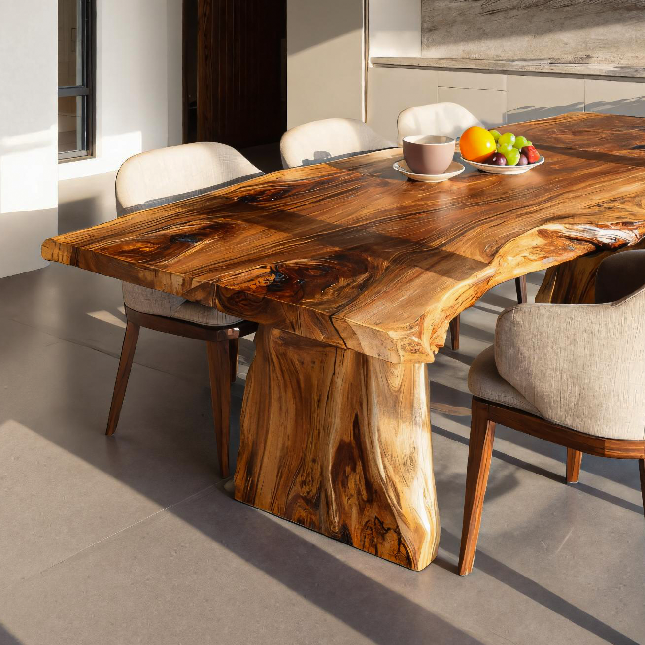 Handcrafted Live Edge Dining Table For Modern Kitchen
