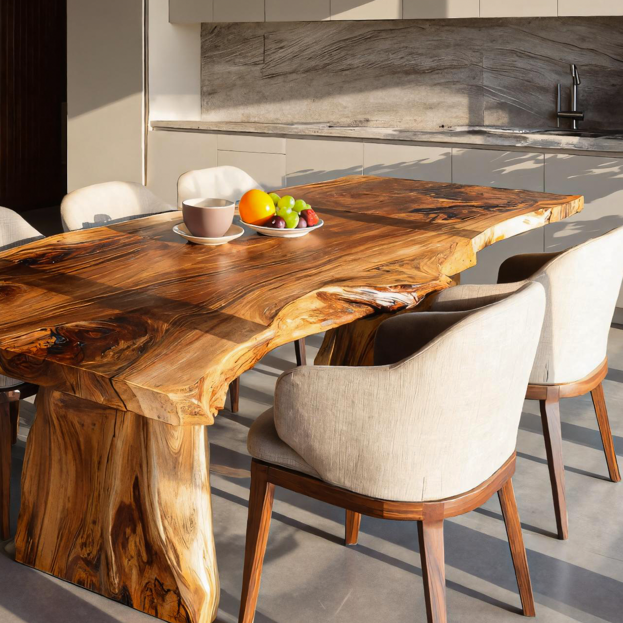 Handcrafted Live Edge Dining Table For Modern Kitchen