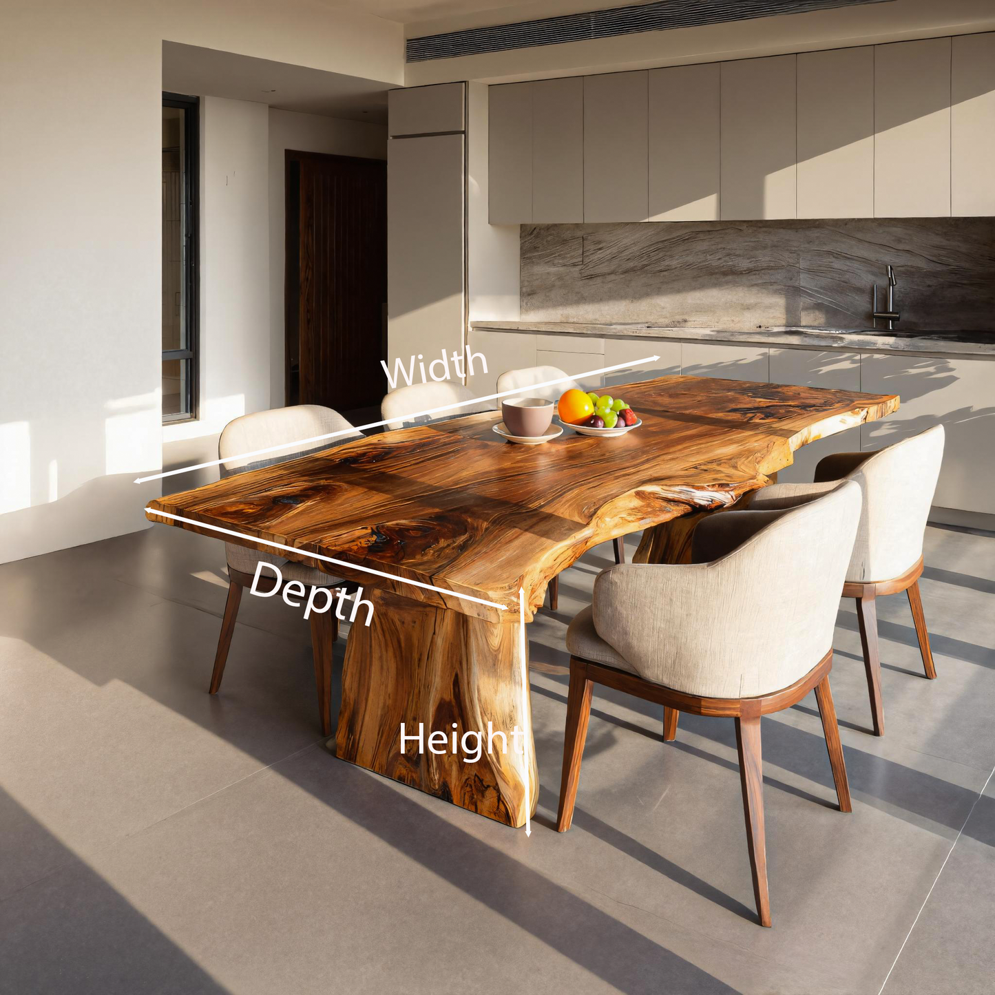 Handcrafted Live Edge Dining Table For Modern Kitchen