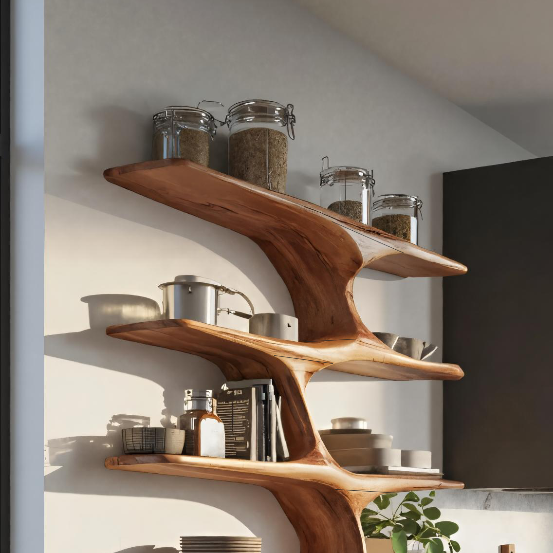 Handmade Live Edge Wall Shelf For Kitchen