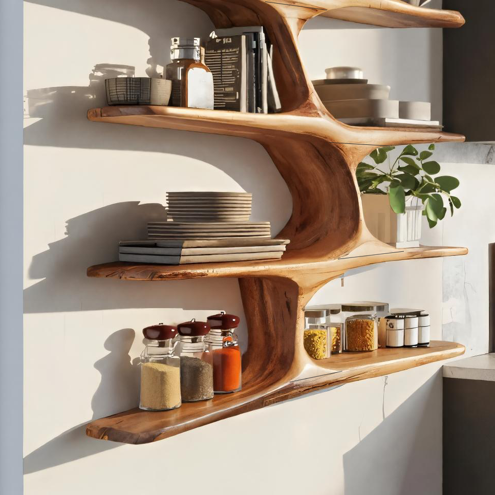 Handmade Live Edge Wall Shelf For Kitchen