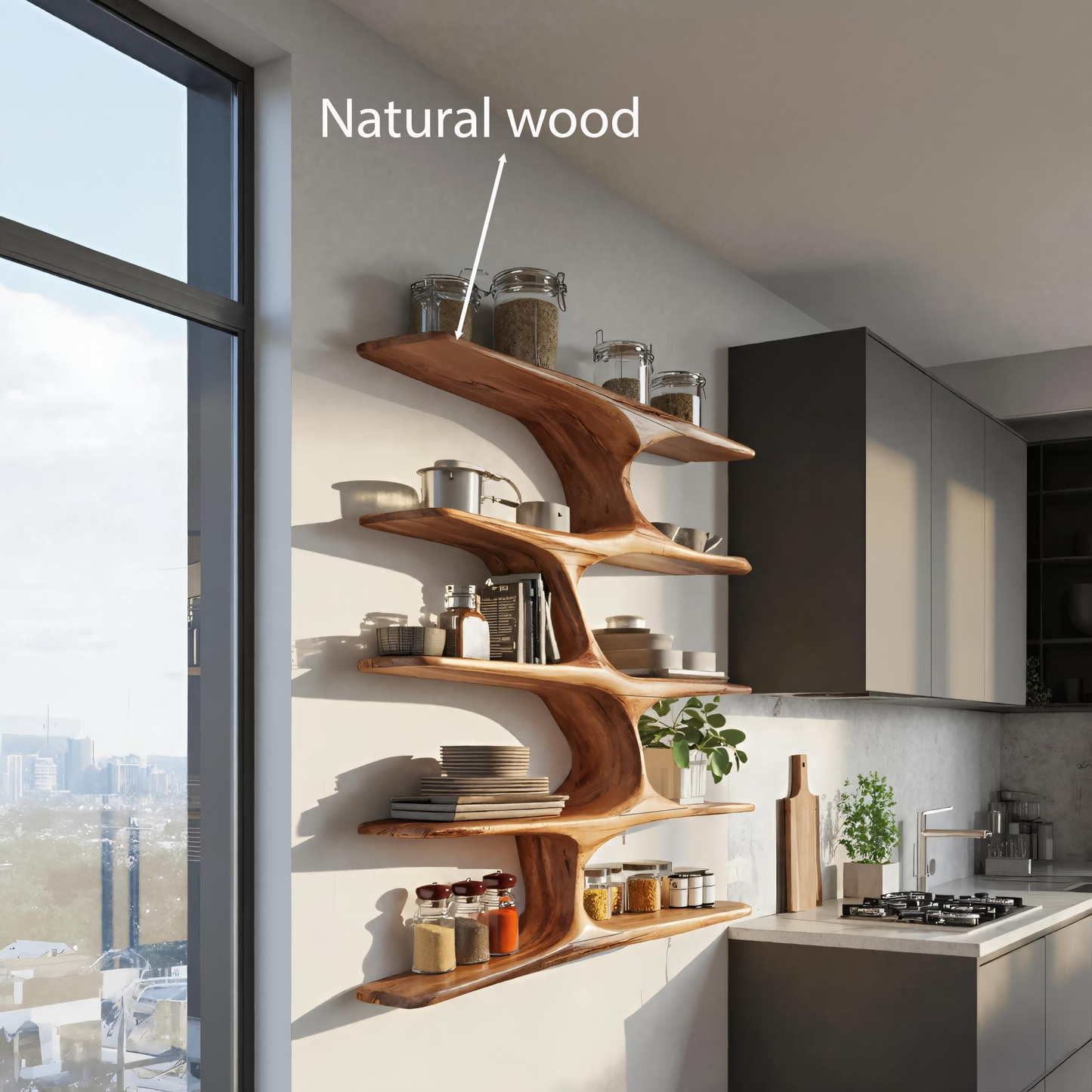 Handmade Live Edge Wall Shelf For Kitchen