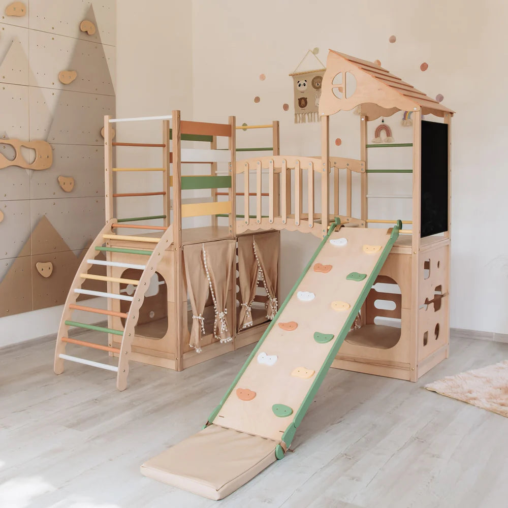Large Indoor Wooden Playground – Kids Climber & Activity Playset for Home
