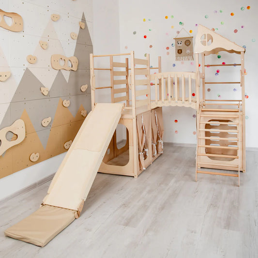Large Indoor Wooden Playground – Kids Climber & Activity Playset for Home