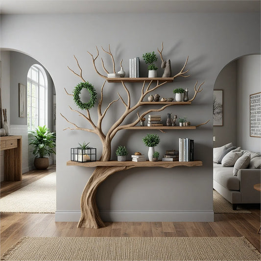 Tree Branch Bookshelf – Handmade Solid Wood Artistic Design