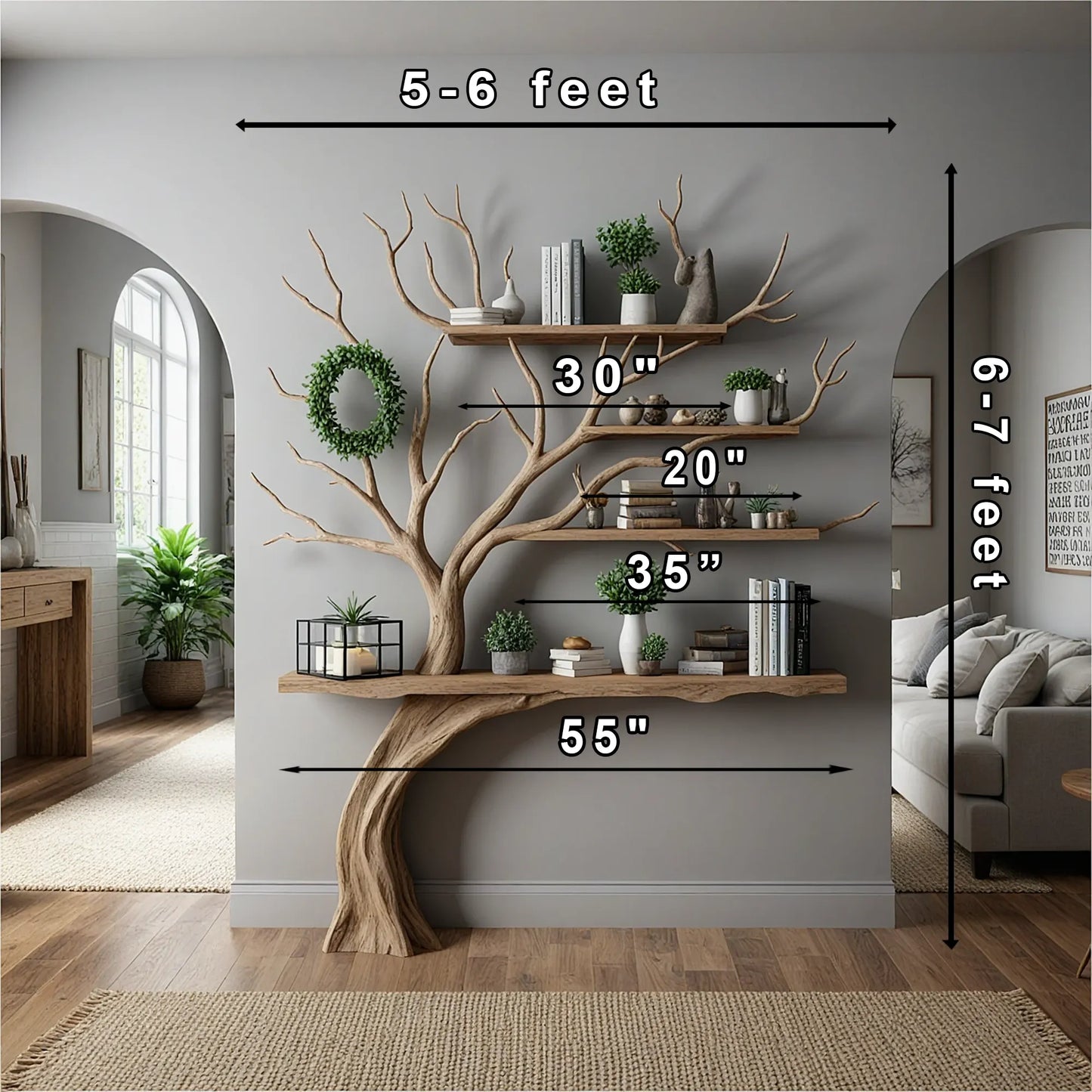 Tree Branch Bookshelf – Handmade Solid Wood Artistic Design