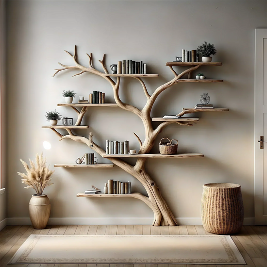 Wall Mounted Tree Bookshelf – Handmade Solid Wood Design
