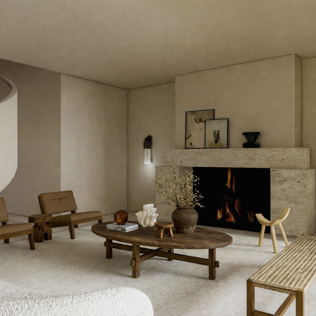 Classic Low Profile Oval Coffee Table With Structured Wood Base For Living Room