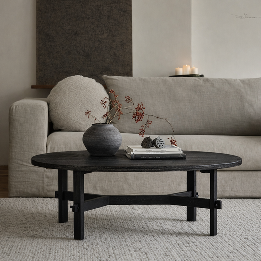 Classic Oval Coffee Table With Low Profile Frame And Sturdy Wood Base For Living Room