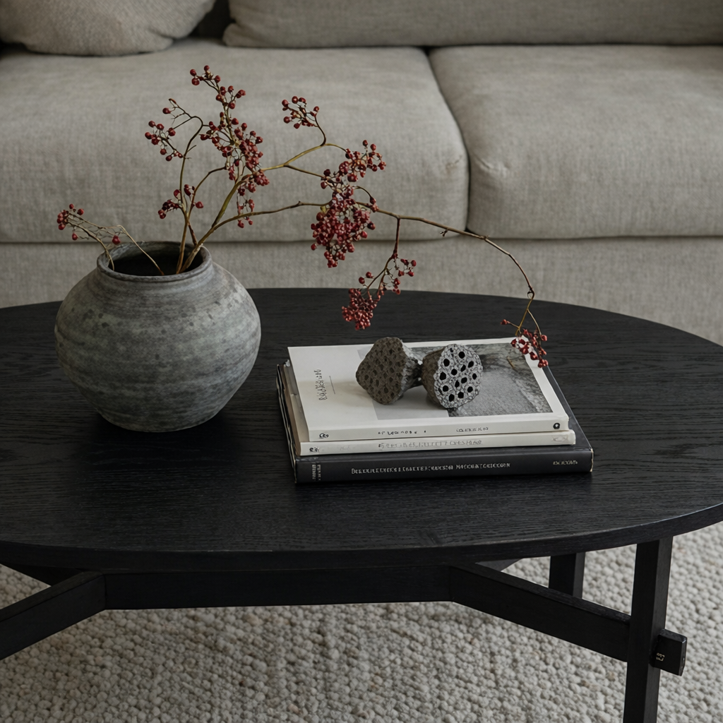 Classic Oval Coffee Table With Low Profile Frame And Sturdy Wood Base For Living Room