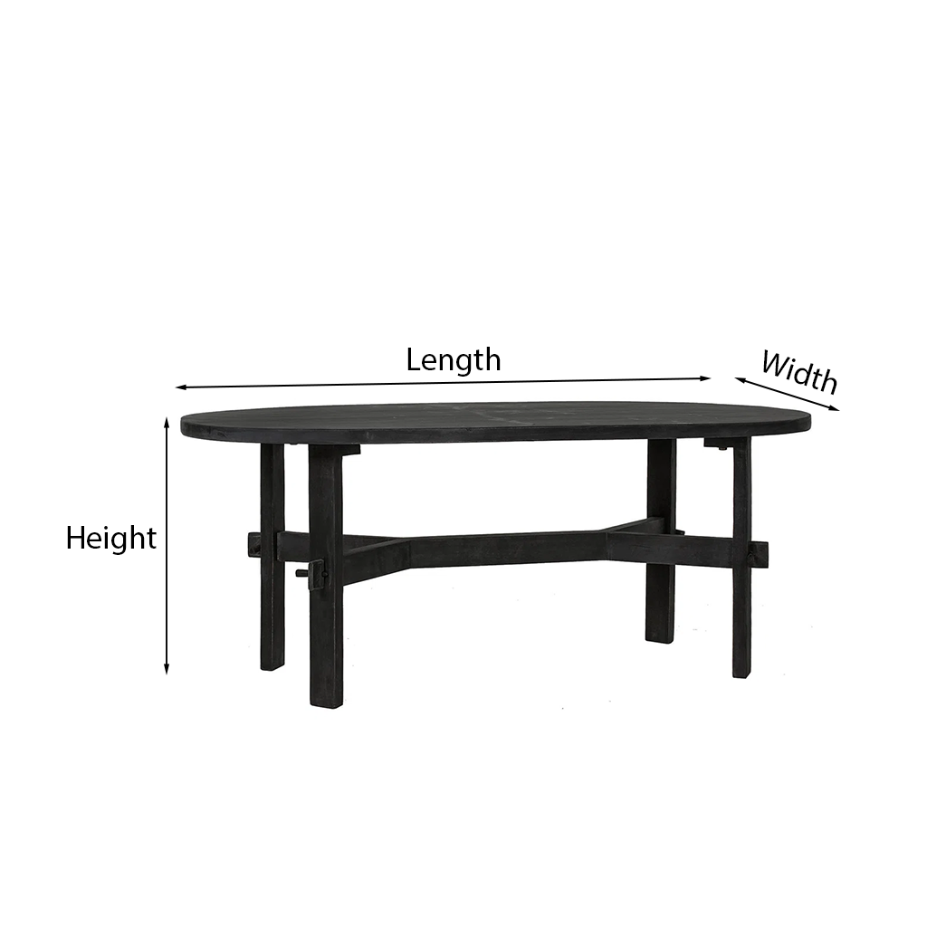 Classic Oval Coffee Table With Low Profile Frame And Sturdy Wood Base For Living Room