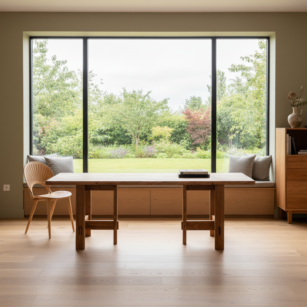 Farmhouse Wooden Rectangular Dining Table With Trestle Base For Dining Room