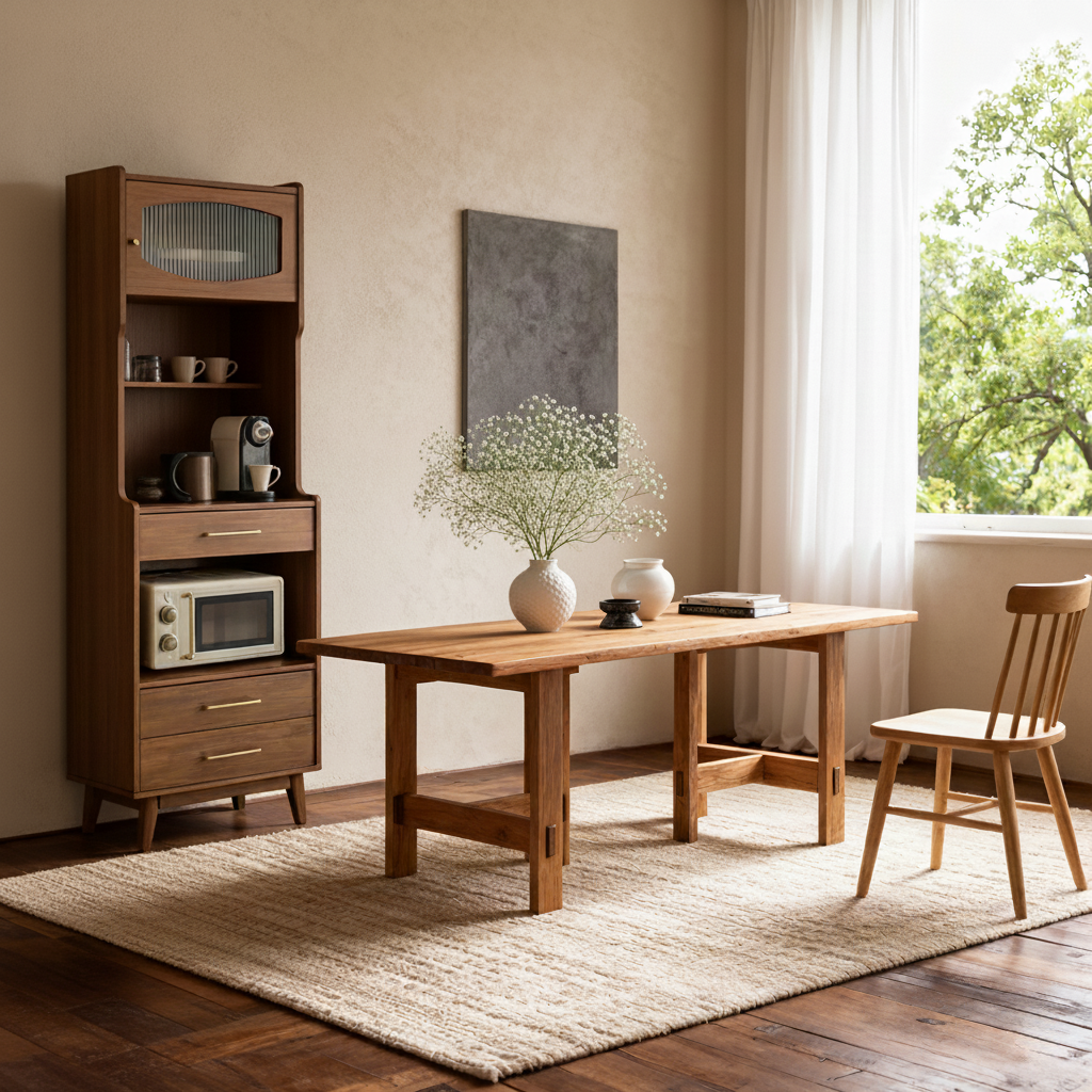 Farmhouse Wooden Rectangular Dining Table With Trestle Base For Dining Room
