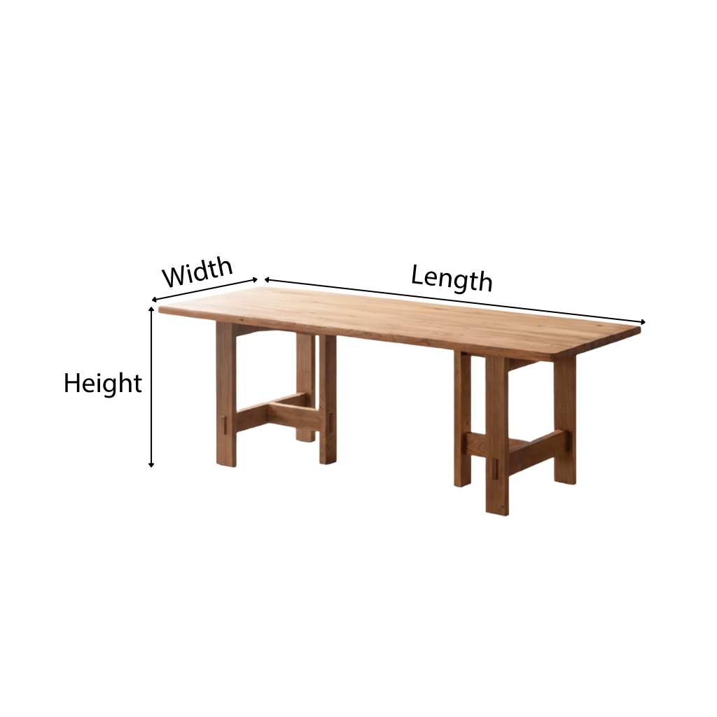 Farmhouse Wooden Rectangular Dining Table With Trestle Base For Dining Room