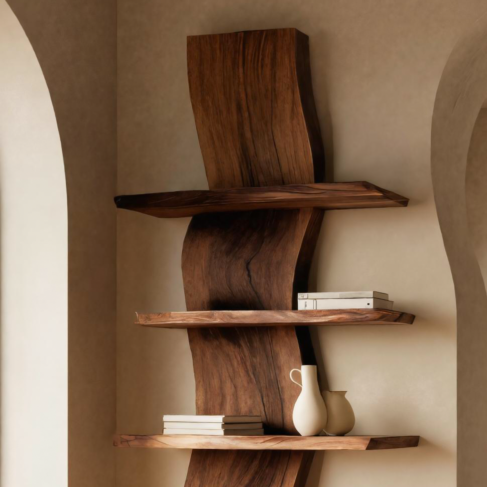 Handcrafted Curved Floating Shelf For Living Room Or Entryway