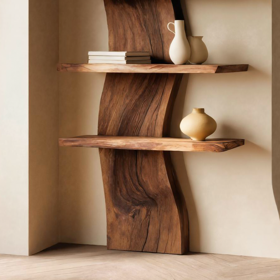 Handcrafted Curved Floating Shelf For Living Room Or Entryway