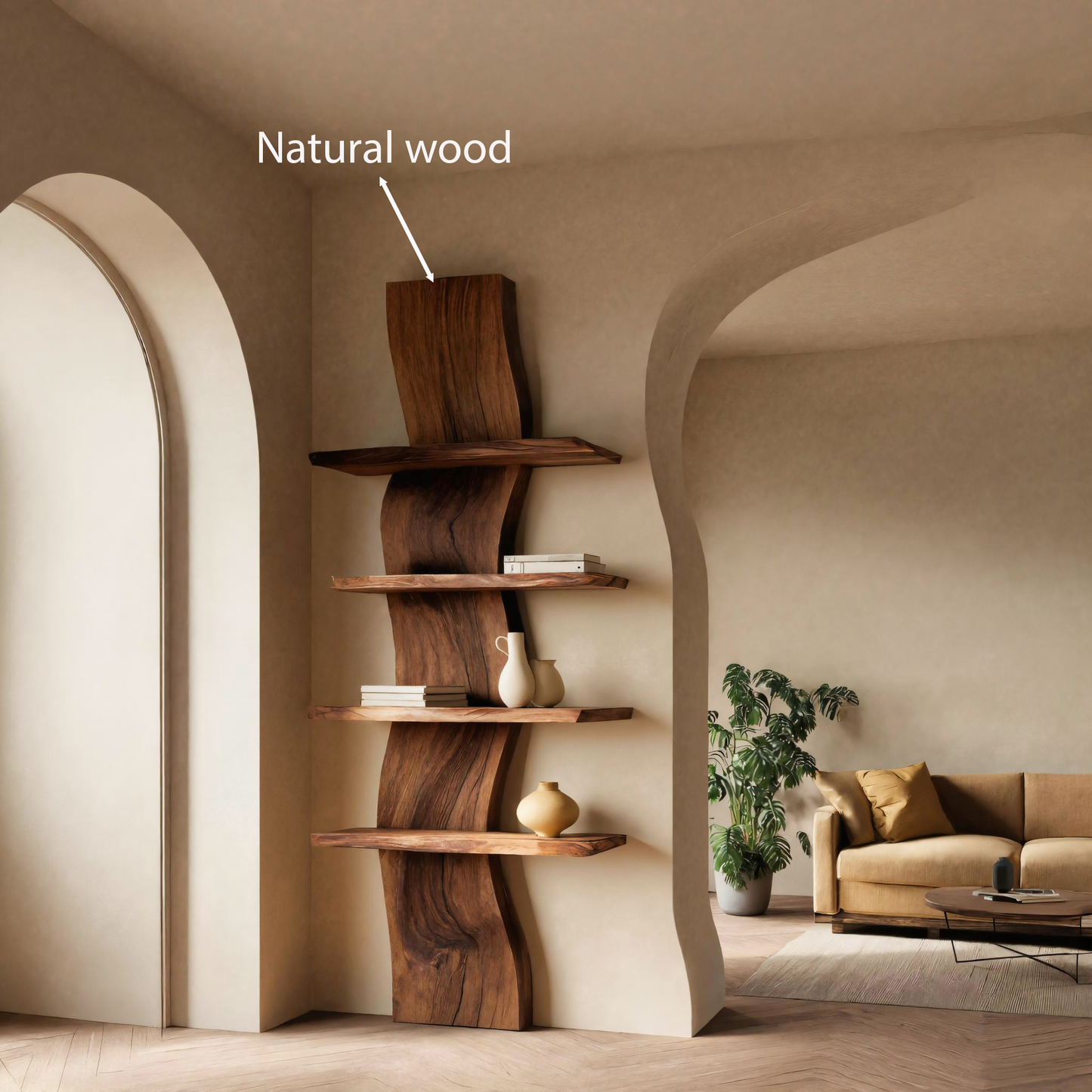 Handcrafted Curved Floating Shelf For Living Room Or Entryway