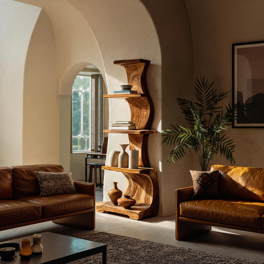 Artistic Tall Curved Floating Shelf For Living Room