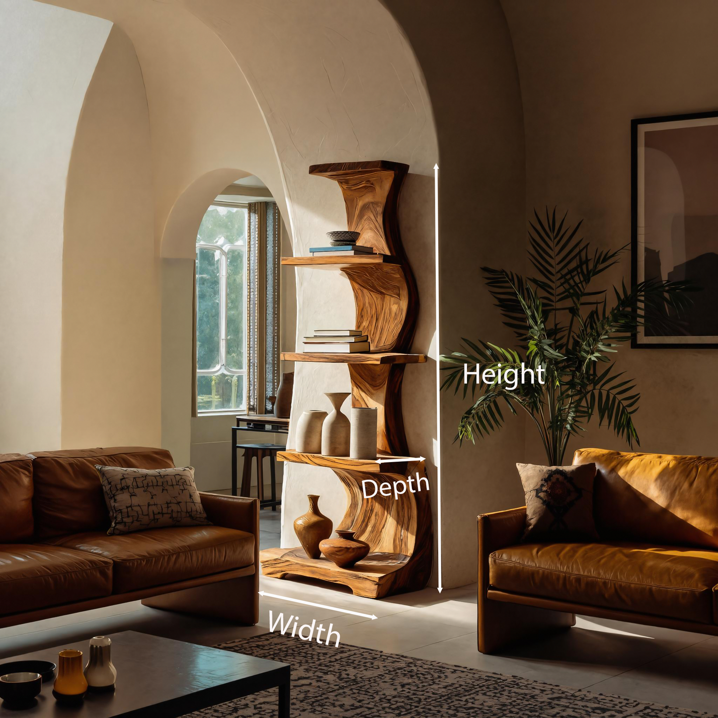 Artistic Tall Curved Floating Shelf For Living Room