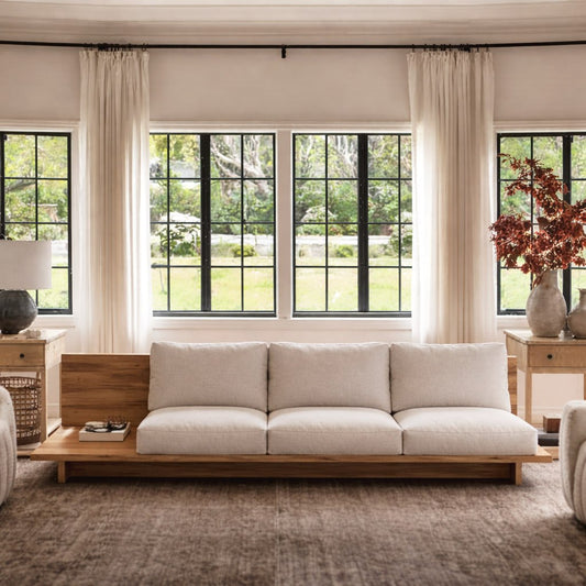 Japandi Wooden Low Profile Sofa For Living Room