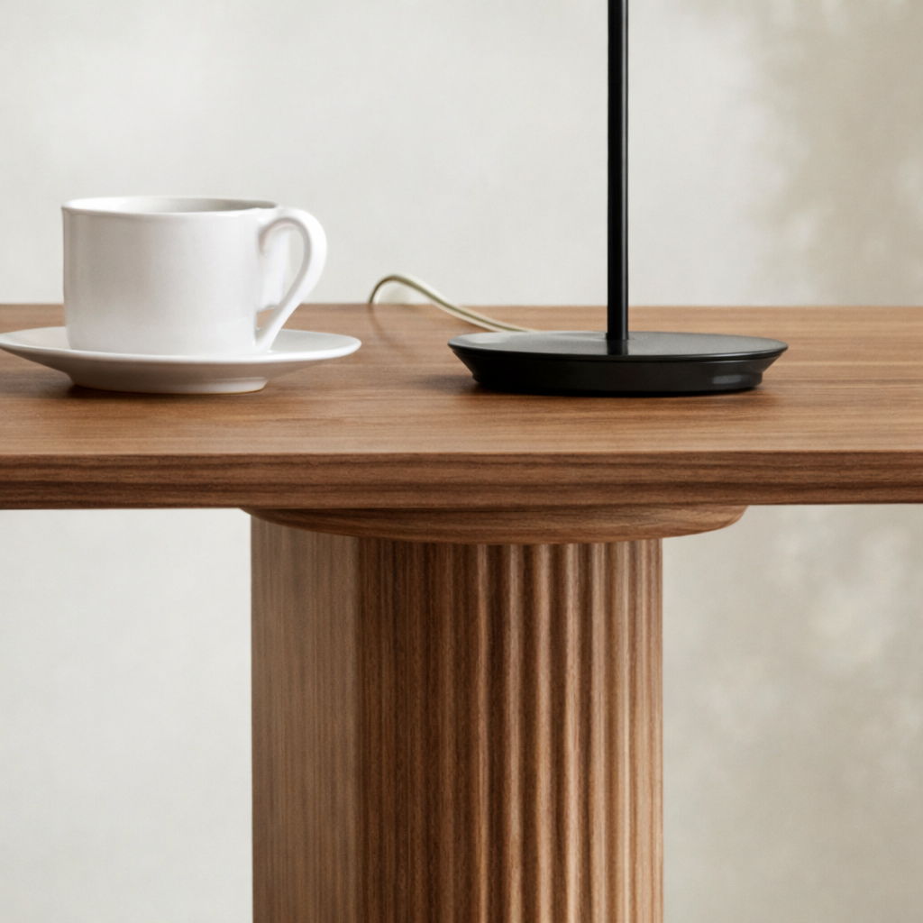 Modern Wooden Desk With Floating Top And Storage Drawers For Home Office