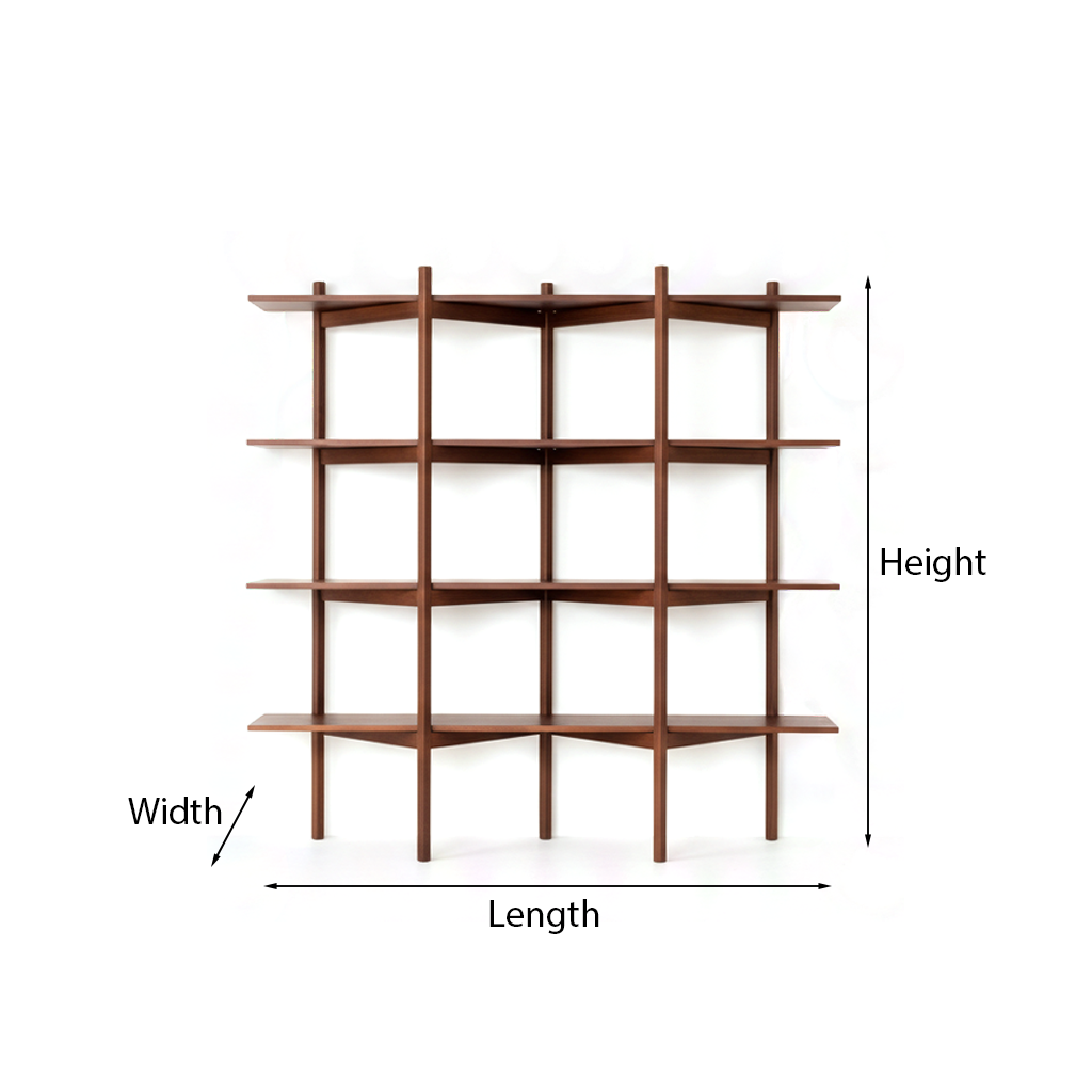 Modern Wooden Open Bookshelf With Asymmetrical Shelves For Office