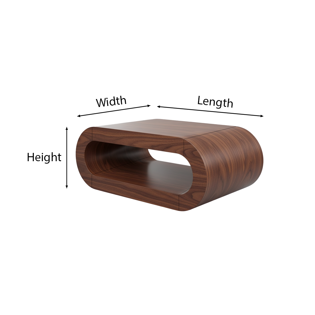 Modern Wooden Oval Coffee Table With Open Center For Living Room