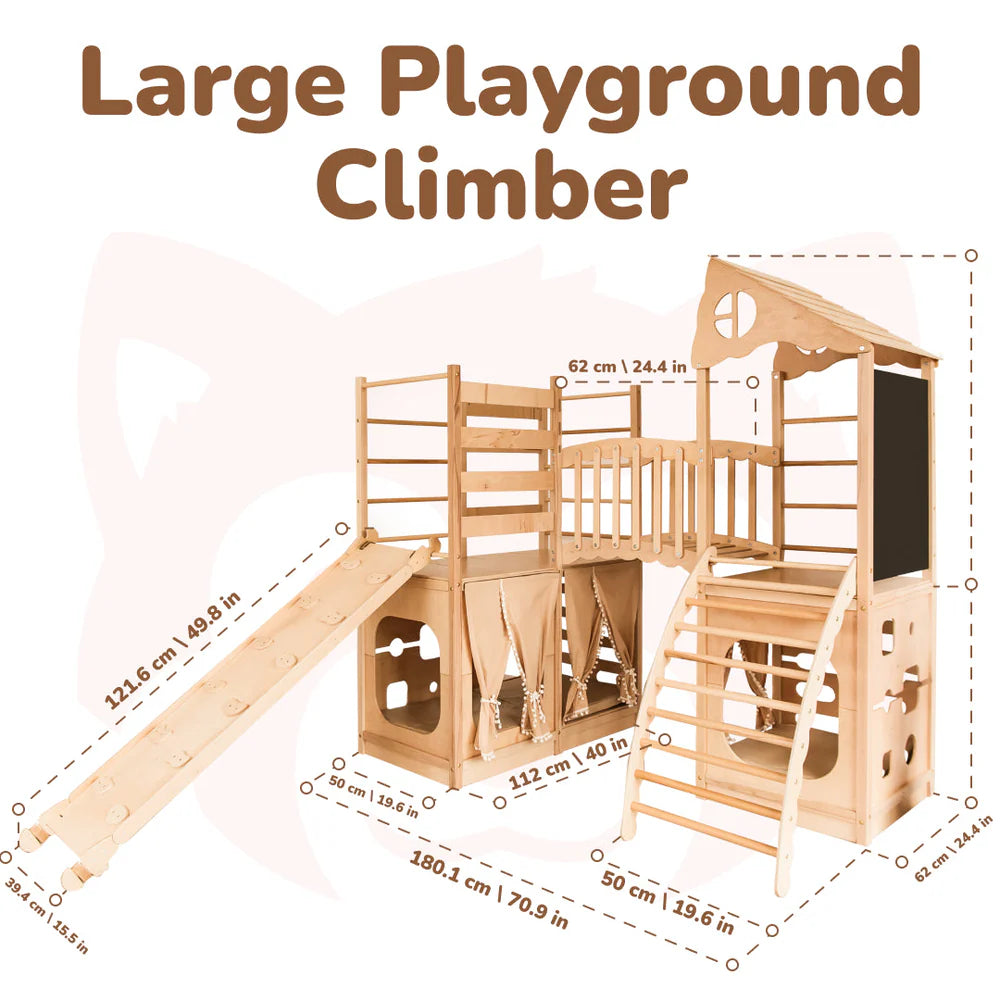 Large Indoor Wooden Playground – Kids Climber & Activity Playset for Home