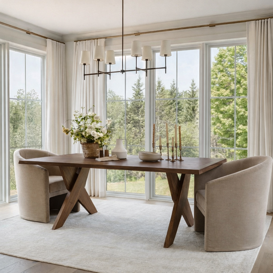 Wooden Dining Table With X-Shaped Legs For Dining Room