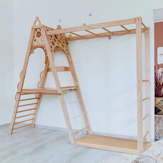 Wooden Outdoor Playground Set – Durable Kids Playhouse with Slide & Climbing Features